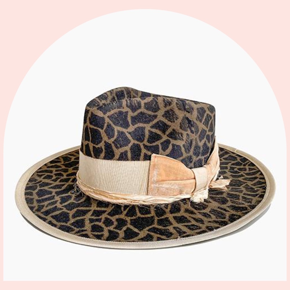 Teressa Foglia animal cheetah print flat brim hat fedora Nick Fouquet 7 3/8 59